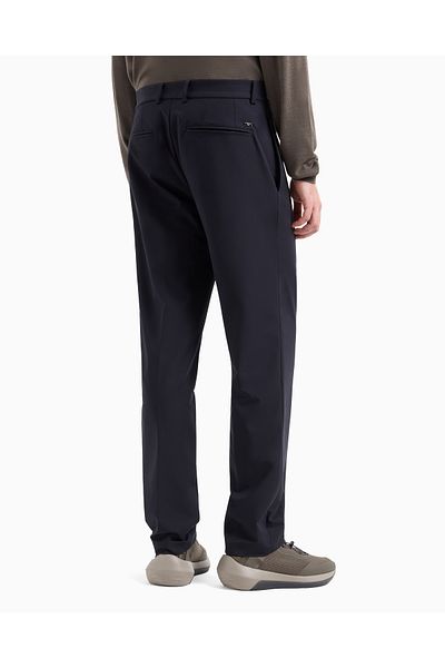 Emporio Armani Men's Straight Leg Fixed Waist Chino Navy Blue Trousers