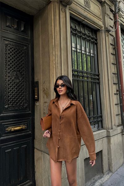modaserdem    Suede Shirt - Tan