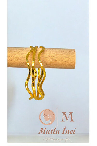 mutluincigümüs 3lü gümüs 22 ayar altın kaplama ajda bilezik set