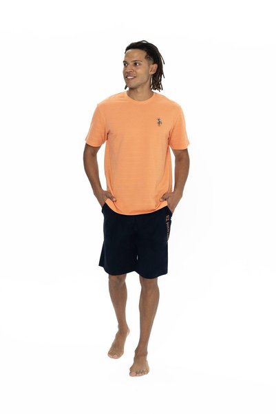 U.S. Polo Assn. 18881 Men's Orange Half Sleeve Crew Neck Shorts Set