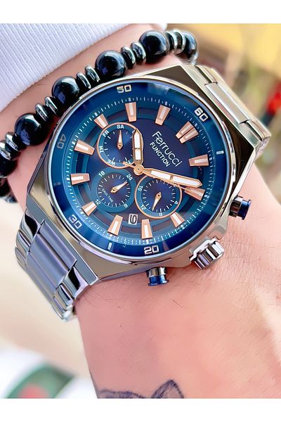 Ferrucci FERRUCCİ FUNCTION STEEL MEN'S WRISTWATCH + BRACELET WITH GIFT
