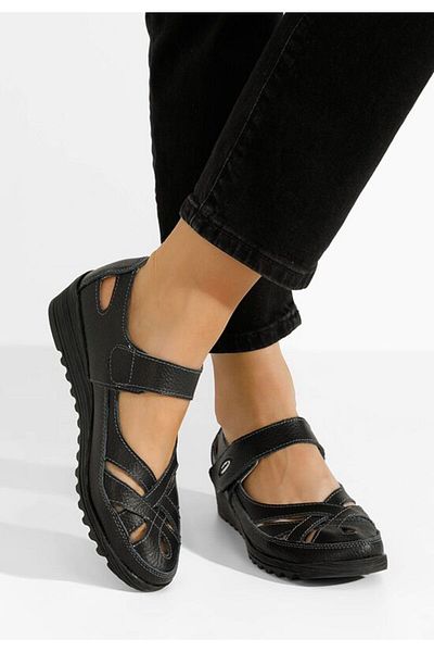 B T Shoes Balerini cu platforma negri Simisa