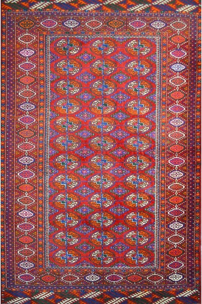Handmade El Dokuma Türkmen Yün Buhara Halısı (127x190 cm, 2.4 m²)