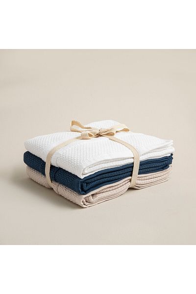 Chakra Sobeska 3-Piece Face Towel - 50X80 cm White/Blue
