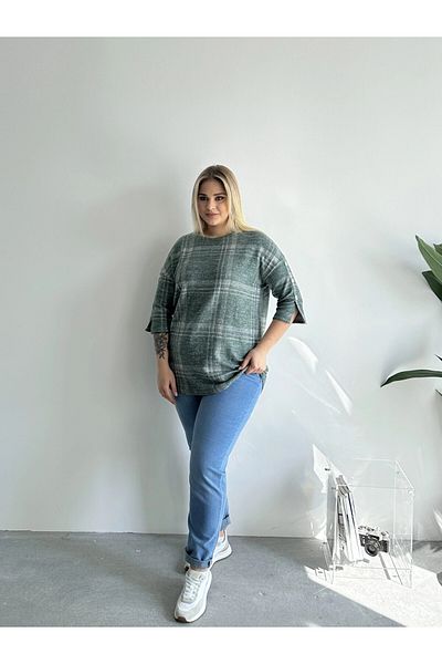Stil Diva Plus Size Half Sleeve Button Detail Soft Texture Sweater 302780