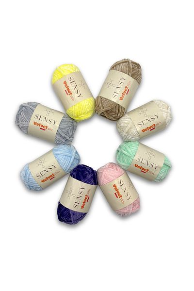 SENSY Velvet Slim Mini Pack Knitting Yarn Velvet Yarn Amigurumi Yarn Set Pastels