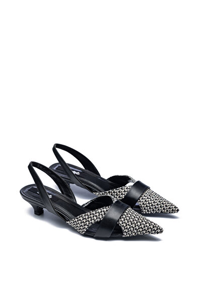 Dedos 120 Kadın Hasır Örgülü Arkası Açık Sivri Burun Topuklu Ayakkabı