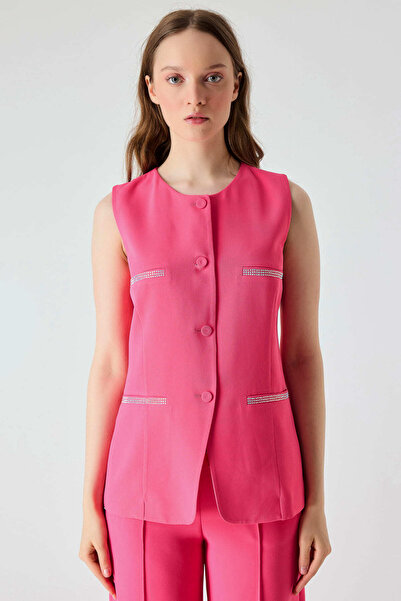 FEVER Parlak taş detaylı slim fit yelek