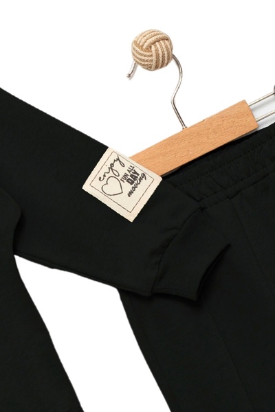 Divonette Girl's 100% Cotton Elastic Detailed Tracksuit Set - Children's Clothing