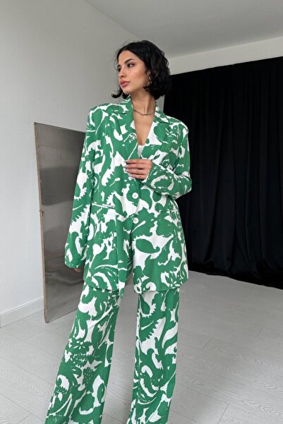 ESSE BUTİK Sky Fashion Green Jacket and Pants Set