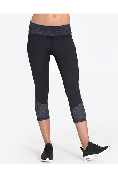 Vie Active Chelsea Black Leopard Capri Sports Leggings