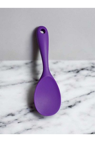 elfnur Silicone Long Spoon 28 cm and Short Spoon 22 cm / 2 Pieces Fireproof Non-Slip Cool