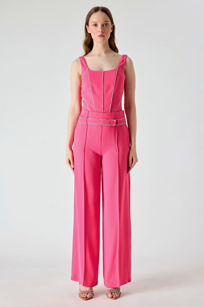 FEVER FVR Parlak taş kemerli pantolon