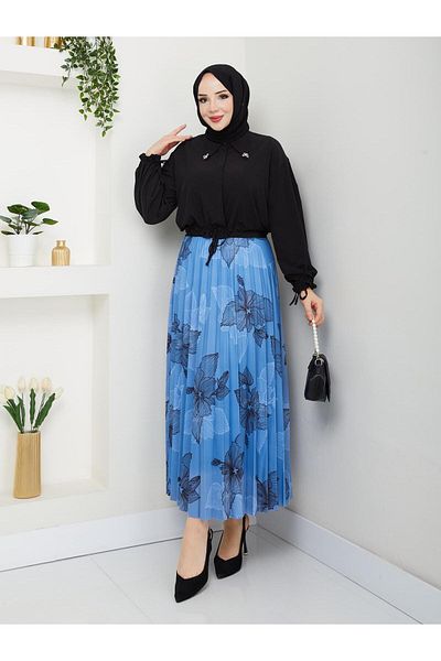 samu butik Lycra Satin Pleated Skirt Does Not Show