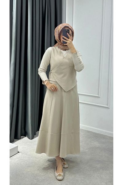 ANKA BOUTIQUE Asymmetrical Side Tie Skirt Suit