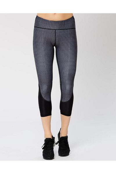 Vie Active Taryn Crop Black Microgrid Sports Leggings