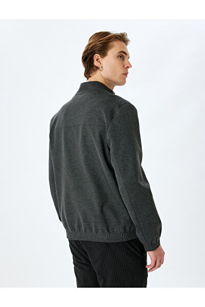 Koton Μπουφάν με φερμουάρ από βισκόζη με λεπτομέρεια από ύφασμα πικέ με όρθιο γιακά