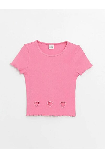 LC Waikiki Lcw Kids Pink Crew Neck Short Sleeve Girl's T-Shirt