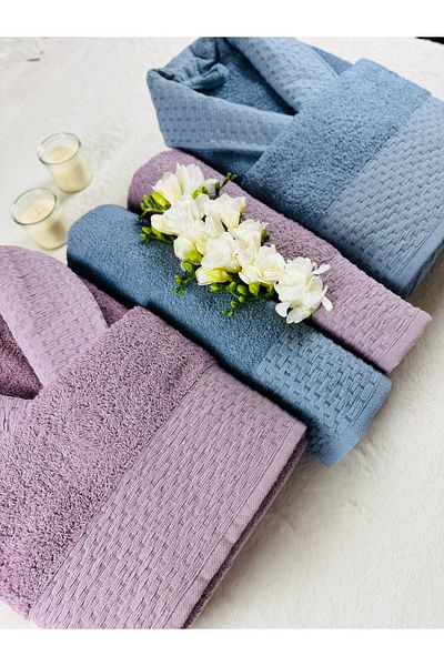 kubbe Wedding Family Bathrobe Set 6 Pieces - Soap