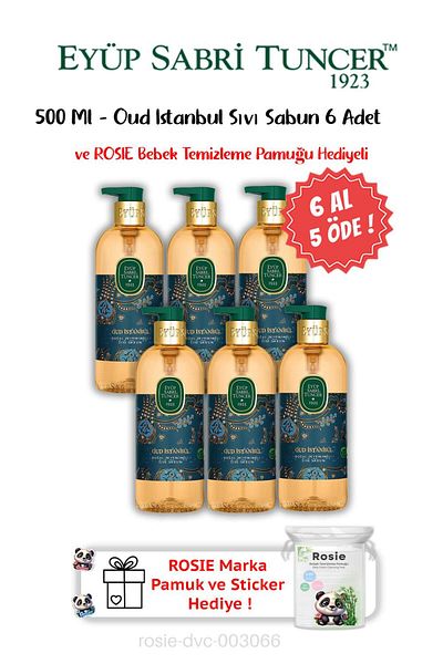 Eyüp Sabri Tuncer Oud Istanbul Liquid Soap 500 ml Buy 6 Get 5 and Rosie Gift