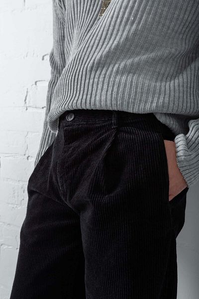 ablukaonline Ανδρικό παντελόνι Baggy Fit μαύρο βελούδο