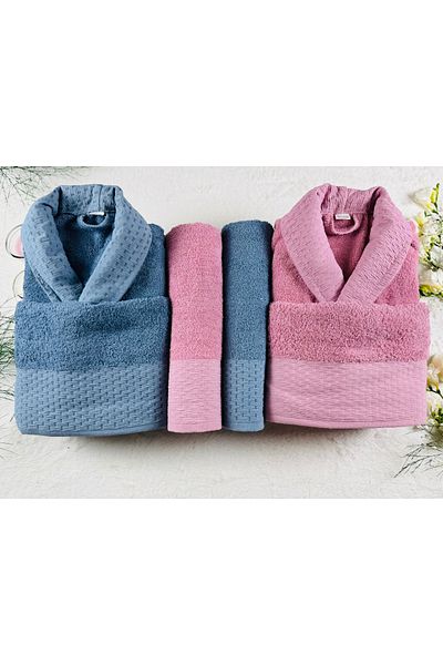 kubbe Wedding Family Bathrobe Set 6 Pieces - Soap