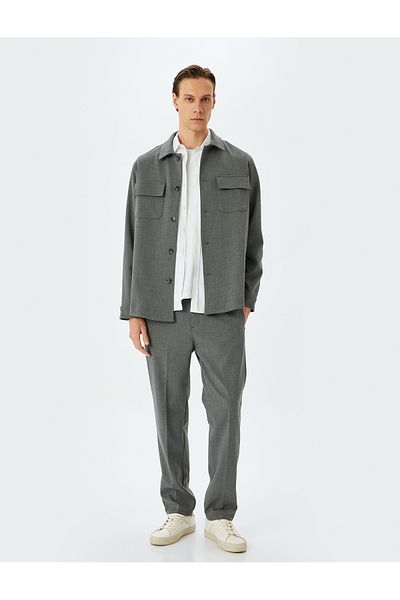 Koton Loose Fit Pocket Detailed Viscose Blended Buttoned Shirt Jacket