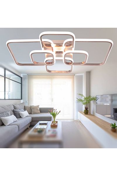 TT AYDINLATMA Tt500-6-Fsr-3Color Tt Lighting French Yellow Coating (3 Color Light) Plofonyer 6 Led Chandelier