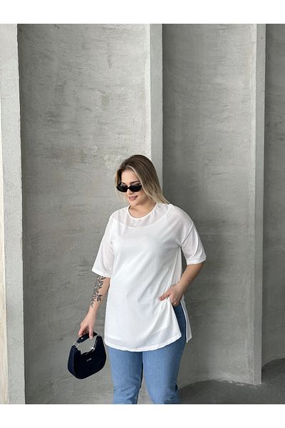 Stil Diva Bluză căptușită cu mânecă scurtă, cu decolteu, cu mâneci scurte, cu fante laterale 303434