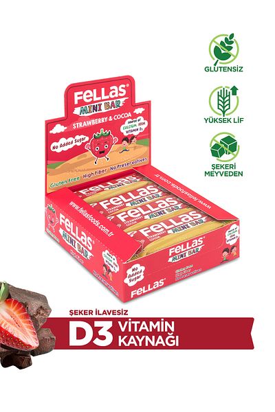 Fellas Kids Bar Strawberry and Cocoa 28 gr X 12 Pieces