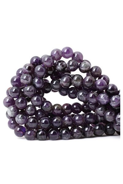 RLX BUJİTERİ Doğal Taş Ametist Taşı 8 Mm 1 Dizi (47 Adet)