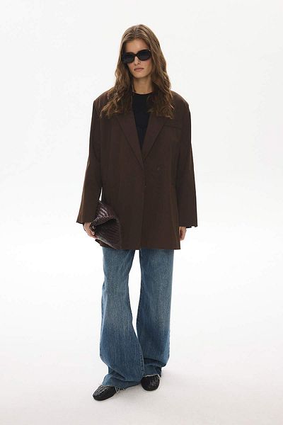 Hooopstore Blazer maro supradimensionat - Stil Yanca Slit