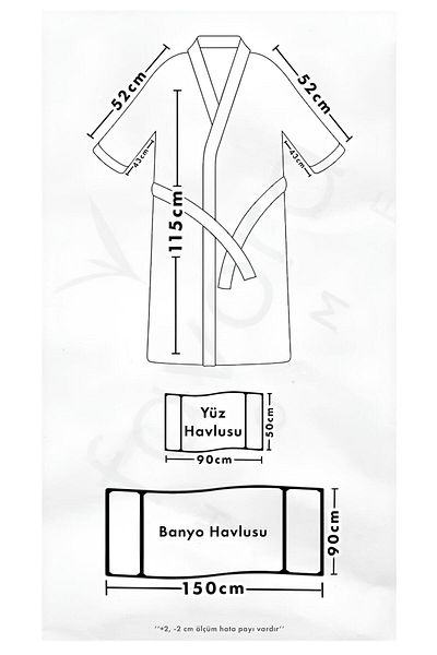 kubbe Wedding Family Bathrobe Set 6 Pieces - Soap