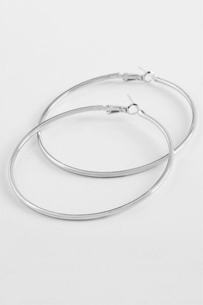 Ervalina Trend Hoop Metal Earrings Silver Color