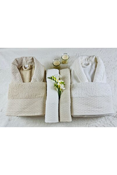 kubbe Wedding Family Bathrobe Set 6 Pieces - with Soap Gift