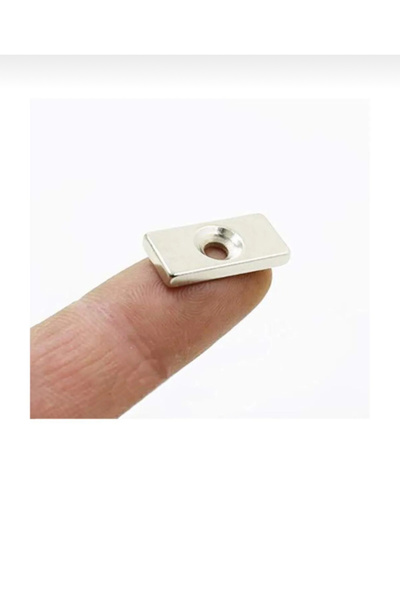 AYMAGNET 5 Adet - Neodyum Mıknatıs, Köşeli, Havşa Delikli, Güçlü Magnet, 20x10x4x5 Mm
