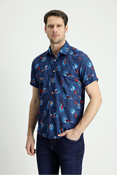 Kiğılı Короткий рукав, облягаючий крій, принт, бавовняна сорочка