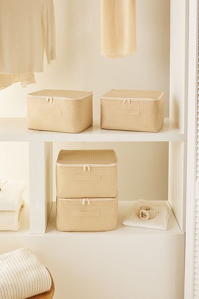 Homewave 4 Τεμάχια Μπεζ Potikare Βαλίτσα Organizer 30x22x18