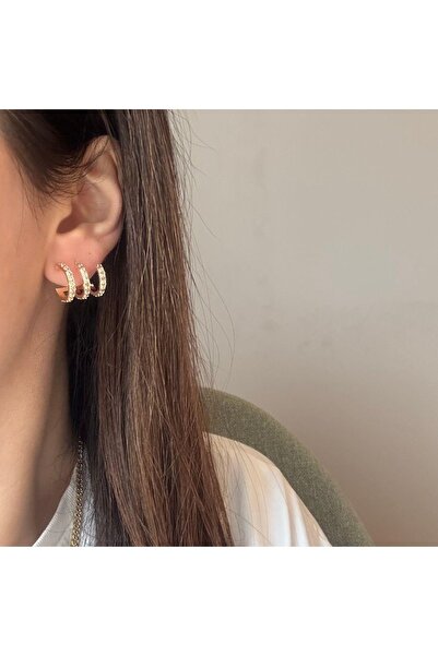 Venus Design Çelik 3lü  Zirkon Taşlı Küpe