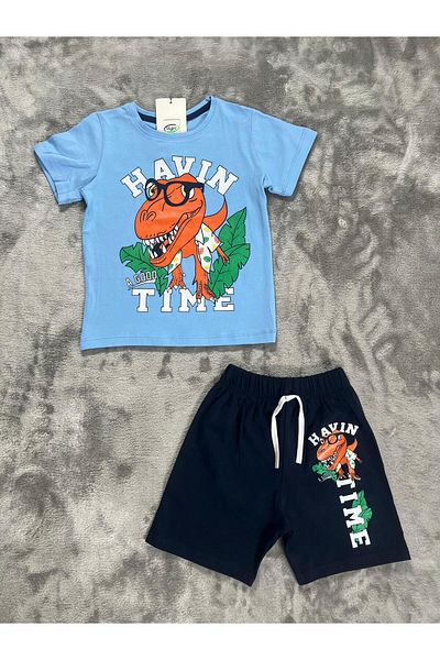 NEWKİDS 3-6 Years Old Boy's Suit with Printed Shorts
