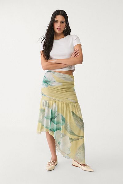 Stradivarius Printed Tulle Midi Skirt Limited Edition