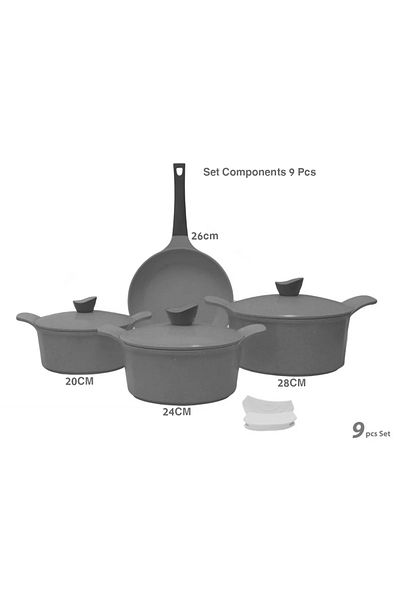 badreig Jewel 9 Piece Ceramic Coated Cookware Set IVORY |Made in Saudi