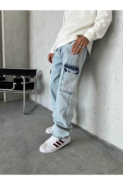 MODA Blue Baggy Pants with Cargo Pockets
