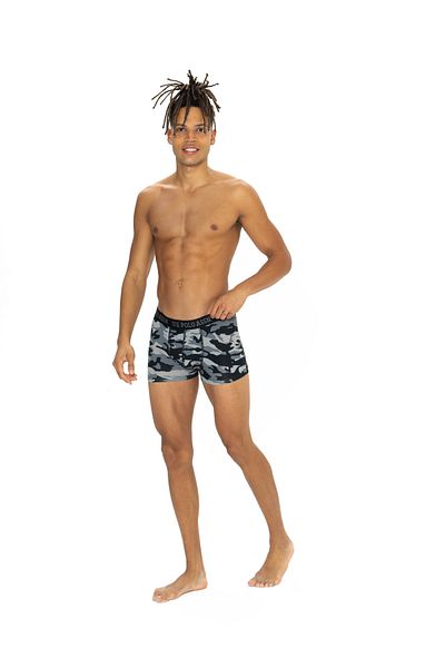U.S. Polo Assn. Men's Black - Anthracite - Printed 3-Piece Boxers