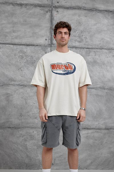NOMARC Μπλουζάκι Cream Murth Printed Oversize