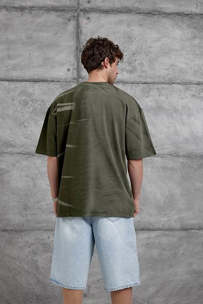 NOMARC Μπλουζάκι Oversize με γραπτό χακί Spirit&Speed