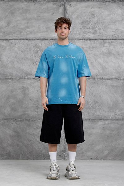 NOMARC Tricou supradimensionat cu text Hydrion pe spate albastru