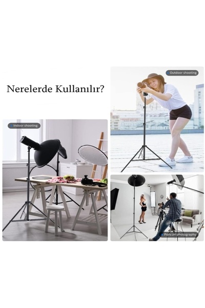 DeftHike 2.1 Metre Sarsılmaz Metal Tripod Işık Tripodu Universal Fotoraf Makinesi Tripodu Şemsiye Tripodu
