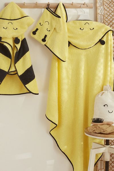 Karaca Home Baby Little Bee Towel Swaddle Pouch Set