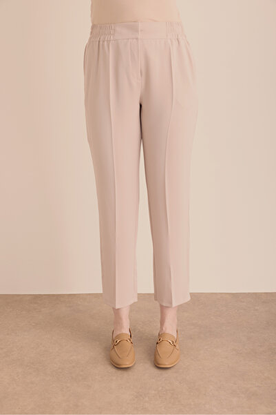 Aker Beli Lastikli Detaylı Dokuma Havuç Pantolon